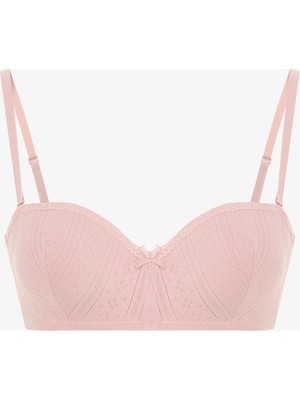 Penti Pembe Lotus Straplez Pointel Pamuklu Balenli Sütyen