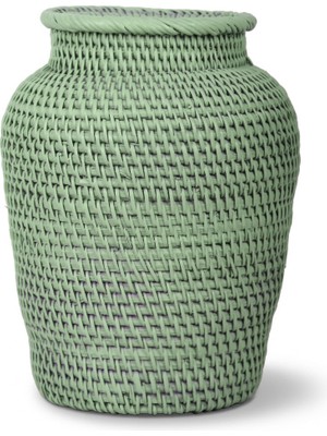 Mylamp Laura Rattan Mini Yeşil Vazo 15X20 cm