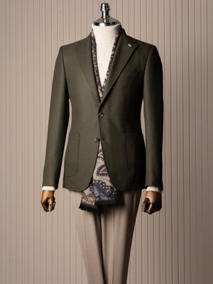 Italyan Stil Slim Fit Erkek Ceket Pantolon Kombin Takım Elbise Yeşil T14672