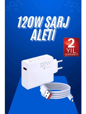 Butik 120 Watt Turbo Hızlı Şarj Aleti Seti Hızlı Şarj Adaptörü Beyaz