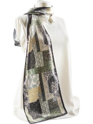 I41 Modabutik Şal Desenli Yeşil Fular