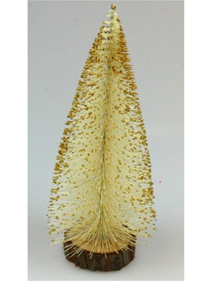 Empressco Yılbaşı Krem Çam Ağacı Gold Karlı Masa Süsü 30CM, Şık ve Doğal Dekorasyon.