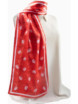 Modabutik Kırmızı Ay Yıldız Desenli Fular