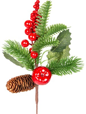 Empressco Kozalaklı Yılbaşı Süsü, Elmalı Pike Berry, Kırmızı-Yeşil, 28 cm
