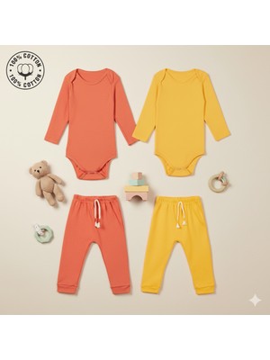 Kiddy Boo 2 Li Premium Set Nakışsız %100 Pamuk 0-3 Ay/24-36 Ay (3 Yaş)Arası Zıbın Çıtçıtlı Body ve Pantolon Takımı Unisex Kız Erkek Bebek ve Çocuk