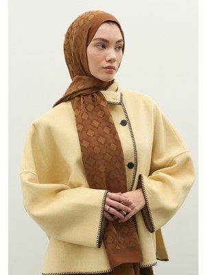 Fresh Scarfs  Oslo Pamuk Floş Jakarlı Şal Ceviz