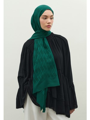 Fresh Scarfs  Nara Pamuk Floş Jakarlı Şal Petrol