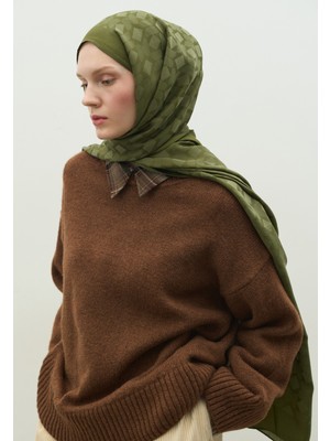 Fresh Scarfs  Oslo Pamuk Floş Jakarlı Şal Askeri Haki