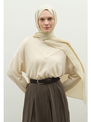 Fresh Scarfs  Oslo Pamuk Floş Jakarlı Şal Bej
