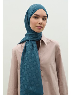 Fresh Scarfs  Oslo Pamuk Floş Jakarlı Şal Kot Mavi