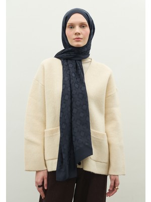 Fresh Scarfs  Oslo Pamuk Floş Jakarlı Şal Koyu Lacıvert