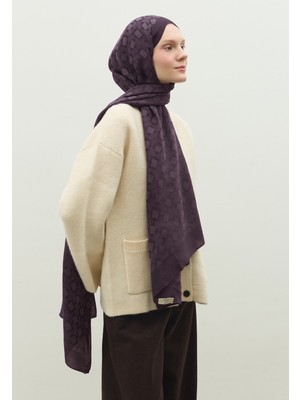 Fresh Scarfs  Oslo Pamuk Floş Jakarlı Şal Patlıcan Moru