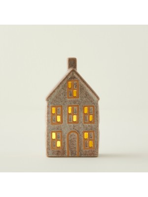 Bella Maison Home Bej Renkli Yılbaşı Ledli Aydınlatma 10 x 7 x 18 cm Dekoratif Obje