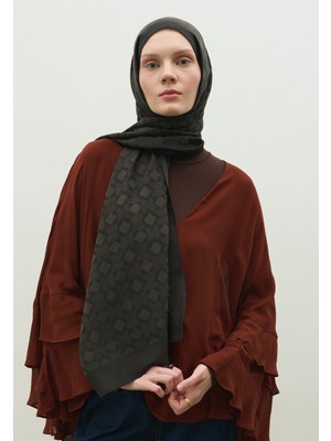 Fresh Scarfs  Oslo Pamuk Floş Jakarlı Şal Kömür