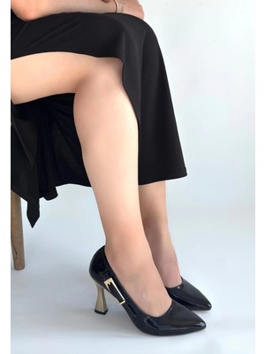 Butik Motya Siyah Rugan Topuklu Ayakkabı