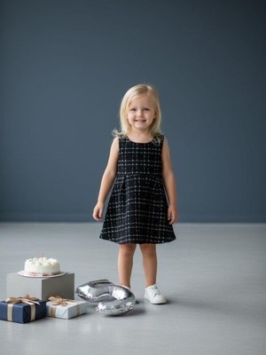 Zekids Kız Bebek Tüvit Kumaş Kolsuz Elbise