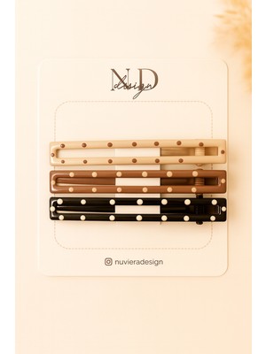 Nuviera Design Puantiyeli Uzun Mandal Toka 3’lü Set