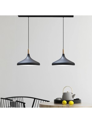 Bamyum Ikili Siyah Iç Beyaz Sarkıt Lamba Yemek Masası Oturma Odası Mutfak Salon Otel Café