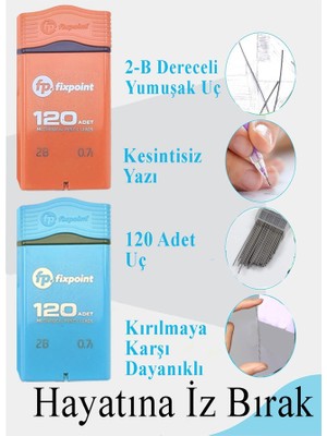 Artlantis Kalem Ucu 120 Li 0.7 mm 2b 4 Paket Fixpoint Çoklu Versatil Kalem Uç Mekanik Uçlu Otomatik Kurşun Kalem Ucu 60 mm Yumuşak