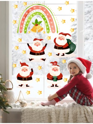 Empressco Yılbaşı Temalı Renkli Gökkuşağı ve Yıldızlar Cam Duvar Sticker Seti