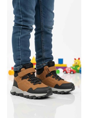 Ayakmod Taba Gri Cırtlı Kaymaz Unisex Cırtlı Çocuk Bot Doruk P