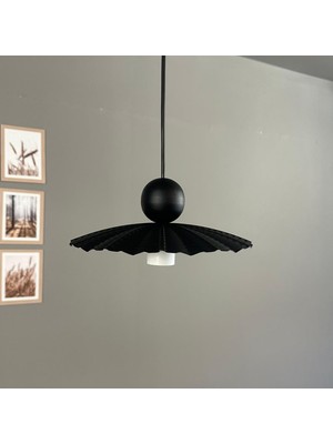 Bamyum Moriva Siyah Renk Metal Avize Siyah Boncuk Başlık Tekli Rustik Cafe Modern Sarkıt Aydınlatma