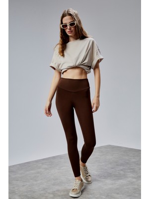 The Fancy Kadın Yüksek Bel Kalın Kemer Slim Fit Tayt