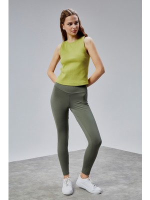 The Fancy Kadın Yüksek Bel Kalın Kemer Slim Fit Tayt