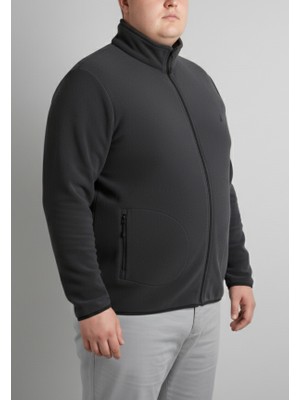 Balkonda Erkek Sweatshirt Polar Fermuarlı Yakalı Battal Büyük Kalıp Geniş Beden
