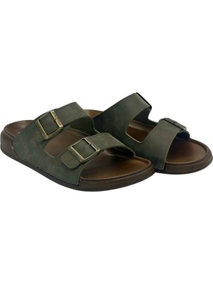 witta Deri Çift Bant Anatomik Erkek Terlik