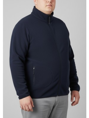 Balkonda Erkek Sweatshirt Polar Fermuarlı Yakalı Battal Büyük Kalıp Geniş Beden