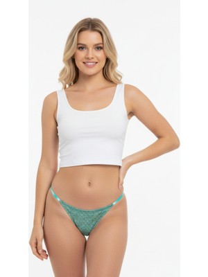 Bonbon Kadın Transparan Tül Renkli Desenli String BB2101