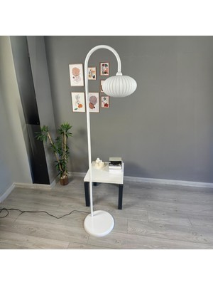 Bamyum Elegant Beyaz Cam Lambader Modern Dekoratif Metal Oturma Odası Çalışma Odası Zemin Lambası