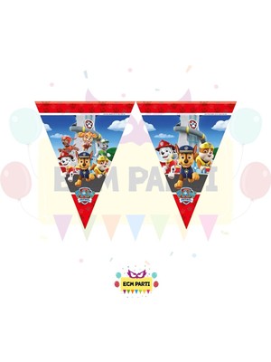 Zayna's Paw Patrol Temalı Baskılı Üçgen Flama - Doğum Günü  Parti Seti Mlazemeleri