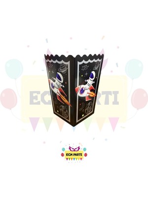 Zayna's Kozmik Uzay Temalı Karton Popcorn Mısır Kutusu 8 Li - Doğum Günü Parti Seti Malzemeleri