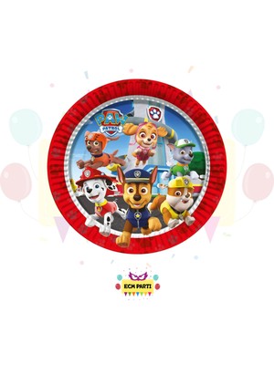 Zayna's Paw Patrol Temalı Karton Tabak 8 Li - Doğum Günü Parti Seti Malzemeleri