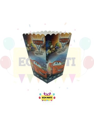Zayna's Cars Arabalar Temalı Karton Popcorn Mısır Kutusu 8 Li - Doğum Günü Parti Seti Malzemeleri