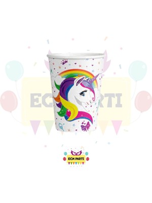 Zayna's Unicorn Temalı Karton Bardak 8 Li - Doğum Günü Parti Seti Malzemeleri