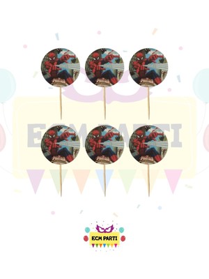 Zayna's Spider-Man Kürdan 16 Adet - Doğum Günü Parti Seti Malzemeleri