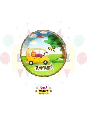 Zayna's Safari Temalı Karton Tabak 8 Li - Doğum Günü Parti Seti Malzemeleri