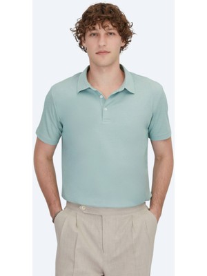 Kip Yeşil Polo Yaka Pamuk Karışımlı T-Shirt
