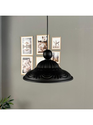 Bamyum Ralivo Siyah Metal Avize Tekli Siyah Boncuk Başlık Mutfak Modern Dekoratif Sarkıt Aydınlatma