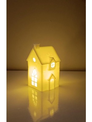 Kış Evi Mumluk Noel Yılbaşı Süsü Dekoratif Biblo Tealight Mumluk Seti Mum Dahildir