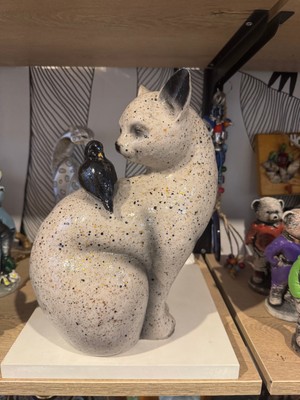 Atak Hediyelik Dekoratif Kuşlu Kedi Biblo