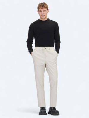 Açık Bej Düz Dokuma Jogging Fit Casual Pantolon