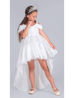 Şifon Detaylı Kız Çocuk Abiye Elbise