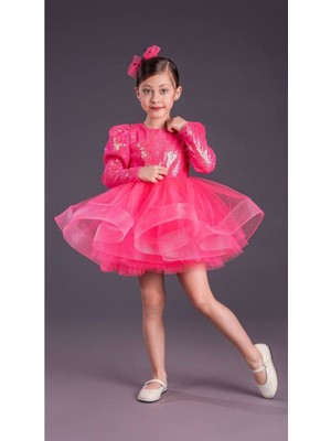 Kız Çocuk Uzun Kolbalerin Abiye Elbise