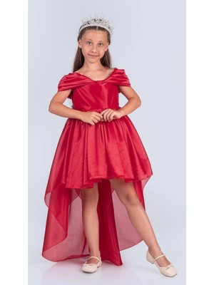 Şifon Detaylı Kız Çocuk Abiye Elbise
