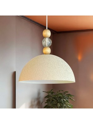 Bamyum Yimpi Dokulu Açık Krem Kristal Boncuk Avize Tekli Sarkıt Salon Kuaför Dekoratif Aydınlatma Pastane