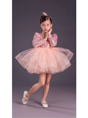 Kız Çocuk Uzun Kolbalerin Abiye Elbise